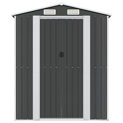 Willood Geräteschuppen mit Schiebetür Gerätehaus Gartenhaus Lagerschuppen Gartenschuppen Schuppen Anthrazit 192x191x223 cm Verzinkter Stahl : Garten