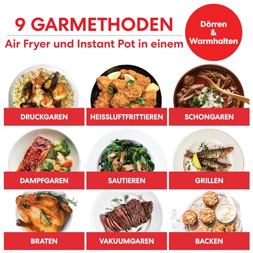 Instant Pot Pro Crisp 11 in 1 Elektro Multikocher – Schnellkochtopf, Heißluftfritteuse, Slow Cooker, Dampfgarer, Grill, Dörrgerät und Sous Vide Maschine – Schwarzer Edelstahl,1500 W, 7.6 L