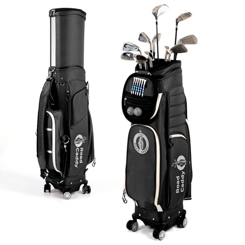 Road Caddy Original 2 in 1 Golf Reisetasche mit Rollen | Hartschalen einziehbare Hülle | Golftasche für Fluggesellschaften | leicht, langlebig und vielseitig für Flugreisen (Schwarz &amp; Weiß) : Sport &amp; Freizeit