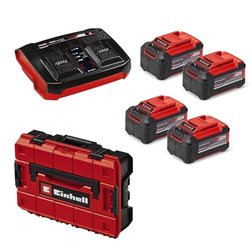 Einhell Akku Koffer Set 18 V Power X Change – 4 Akkus   Ladegerät   Koffer (4x 5,2 Ah Akkus, 1x Twincharger Ladegerät mit zwei Ladeplätzen, 1x E Case Koffer mit Rasterschaumstoff) : Baumarkt