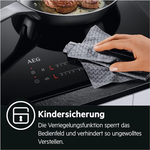 AEG Glaskeramikkochfeld autark 60cm – 4 Zonen mit Bräter  und Zweikreiskochzone – 14 Stufen – Edelstahlrahmen – Timer – Touch Bedienung je Zone – Kindersicherung – HK634060XB : Elektro Großgeräte