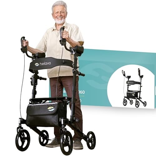 Helavo faltbarer Arthritis Rollator mit gepolsterten Unterarmstützen   Leichter Aluminium Stand Up Walker mit weichen Armlehnen und Sitz : Drogerie &amp; Körperpflege