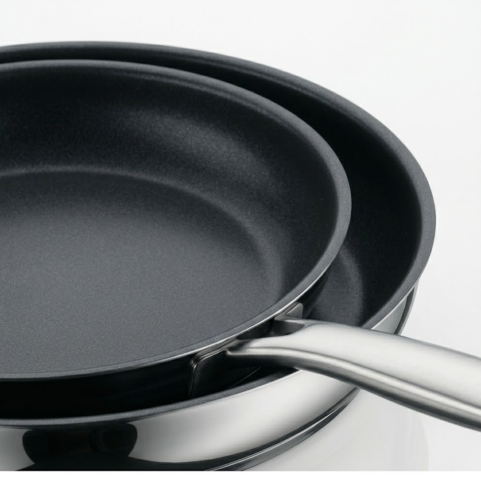 Hsgsvshsvshsv-Devil Pfannenset Induktion 2-teilig – Bratpfannen 24, 28 cm – Edelstahl Cromargan Antihaft Pfannen Set, beschichtet, spülmaschinengeeignet, backofenfest, hitzebeständig und kratzfest
