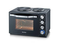 SEVERIN Back  und Toastofen mit Kochplatten, Ofen mit 30 L Garrauminhalt, mit Kochplatten zum Kochen, Grillen und Backen, Gesamtleistung 2500 W, schwarz, TO 2074 : Küche, Haushalt &amp; Wohnen