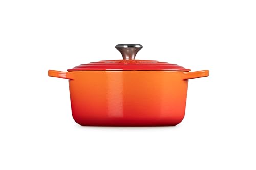 Le Creuset Signature Gusseisen Bräter mit Deckel, Ø 24 cm, Rund, Für alle Herdarten und Induktion geeignet, Volumen: 4,2 l, 4,305 kg, Ofenrot, 21177240902430 : Küche, Haushalt &amp; Wohnen