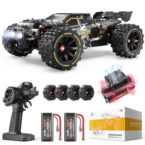 DEERC Ferngesteuertes Autos Bürstenlose, 80 KM/H Hochgeschwindigkeits, 1:14 Wasserdichtes RC Autos, 2 Lipo Batterien 40 Minuten, 4 WD All Terrain Offroad RC Truggy RC Truck für Erwachsene &amp; Jungen: Spielzeug