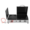 Royal Gourmet 3 Brenner Gasgrill, 3 in 1 Tischgrill mit Grillen, Braten, Kochen, Campinggrill mit Klappbare Seitenablage, Tragbarer Picknickgrill mit 8,5 kW Schwarz : Garten