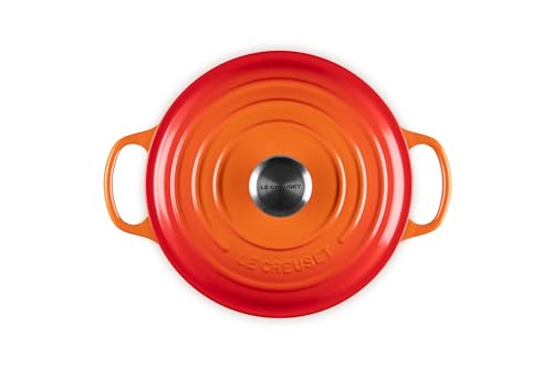 Le Creuset Signature Gusseisen Bräter mit Deckel, Ø 24 cm, Rund, Für alle Herdarten und Induktion geeignet, Volumen: 4,2 l, 4,305 kg, Ofenrot, 21177240902430 : Küche, Haushalt &amp; Wohnen