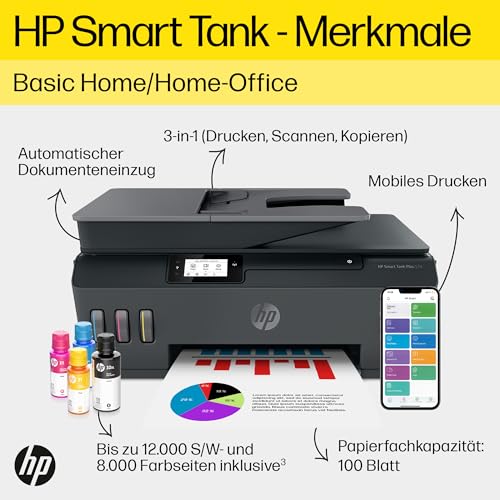 HP Smart Tank Plus 570 3 in 1 Multifunktionsdrucker, 20€ Cashback – 3 Jahre Tinte inklusive, 3 Jahre Garantie, großer Tintentank, hohe Reichweite, Drucken in hoher Qualität: Computer &amp; Zubehör