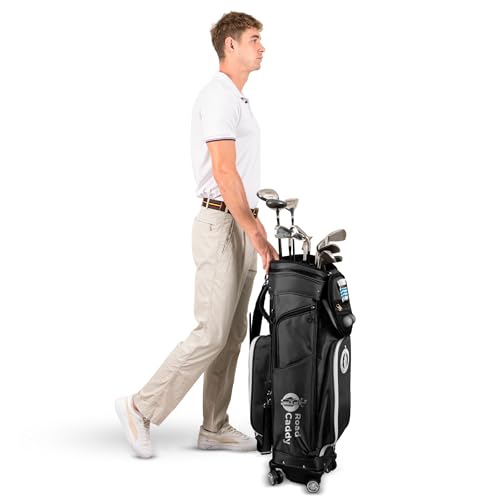 Road Caddy Original 2 in 1 Golf Reisetasche mit Rollen | Hartschalen einziehbare Hülle | Golftasche für Fluggesellschaften | leicht, langlebig und vielseitig für Flugreisen (Schwarz &amp; Weiß) : Sport &amp; Freizeit