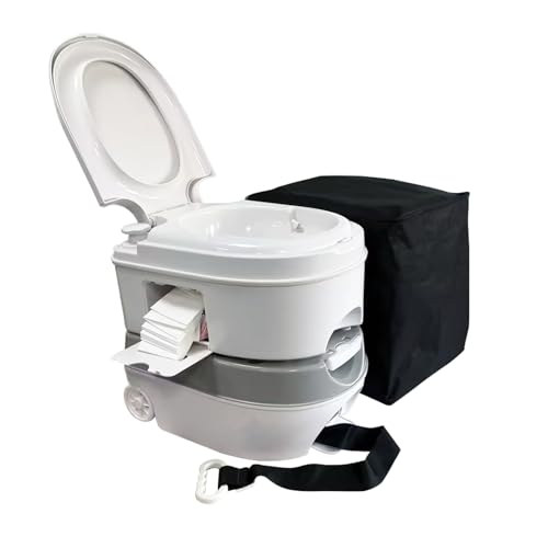 Campingtoilette 24L Tragbare Campingtoilette, Chemietoilette mit Rädern Mobile Toilette Reisetoilette Campingklo Unterstützung Bis 150KG, Funktion zur Wasserstandsanzeige mit Tragetasche geliefert : Sport &amp; Freizeit