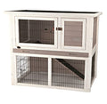 TRIXIE verriegelbares und wetterfestes Kleintierhaus "natura Meerschweinchenstall mit Freilaufgehege, 104 × 97 × 52 cm, grau/weiß"  62305 : Haustier