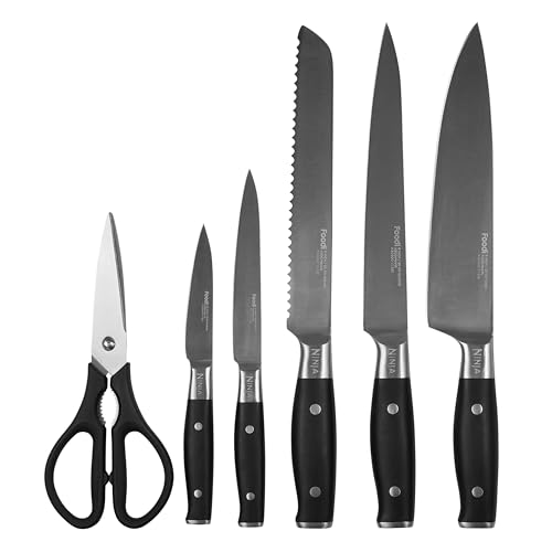Ninja Foodi Messerblock StaySharp mit integriertem Schärfer; Messerblock mit 5 verschiedenen Messern und 1 Schere, scharfes 6 teiliges Messerset, Edelstahl K32006EU, Schwarz : Beleuchtung