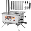 DEERFAMY Zeltofen, tragbarer Edelstahl Gartenofen, Holzofen mit klappbaren Beinen, kleiner Campingkocher mit 6 Schornsteinrohren zum Heizen und Kochen für Garten, Camping, Outdoor, Zelt : Garten