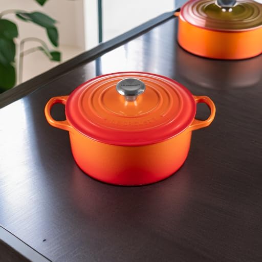 Le Creuset Signature Gusseisen Bräter mit Deckel, Ø 24 cm, Rund, Für alle Herdarten und Induktion geeignet, Volumen: 4,2 l, 4,305 kg, Ofenrot, 21177240902430 : Küche, Haushalt &amp; Wohnen