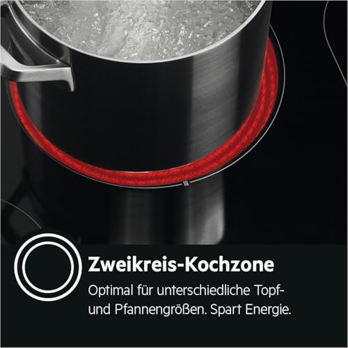 AEG Glaskeramikkochfeld autark 60cm – 4 Zonen mit Bräter  und Zweikreiskochzone – 14 Stufen – Edelstahlrahmen – Timer – Touch Bedienung je Zone – Kindersicherung – HK634060XB : Elektro Großgeräte
