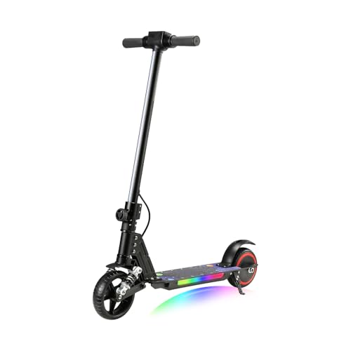 KHHK Elektroroller für Kinder von 6 14 Jahren, Faltbarer E Scooter mit 130W Motor, max. Geschwindigkeit 14 km/h, Reichweite 5 8 km, doppelte Stoßdämpfer, doppeltes Sicherheitsbremssystem (Schwarz) : Sport &amp; Freizeit