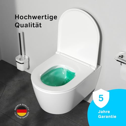 AM.PM Func   Spülrandlos Hänge WC, Tiefspül Toilette FlashClean, Wand WC mit Toilettendeckel mit Absenkautomatik, Hänge Toilette aus Keramik, Weiß, 49 cm lang : Baumarkt