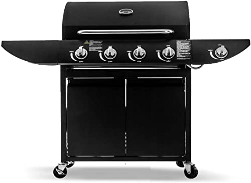Premium Plus 4 1 Gasbrenner Grill BBQ Grill Propan Terrasse Aufbewahrung inkl. Seitenbrenner, Schlauch &amp; Regler und Abdeckung : Garten